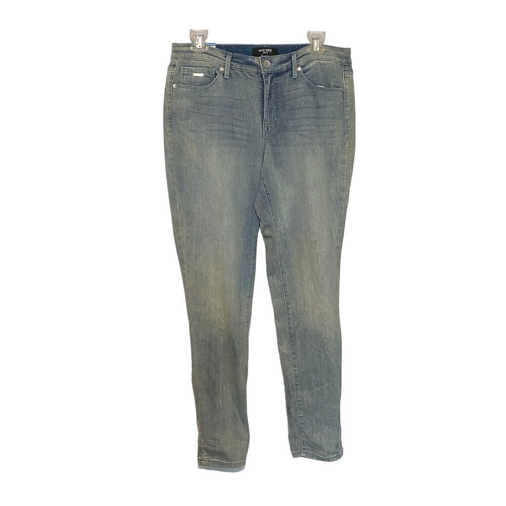 Nine West Gramercy Skinny Ankle Roll Cuff Soft Denim Blue Jeans Women's 10 NWT‎